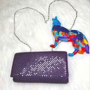 Jessica McClintock Purple Gold Beaded Clutch Purse